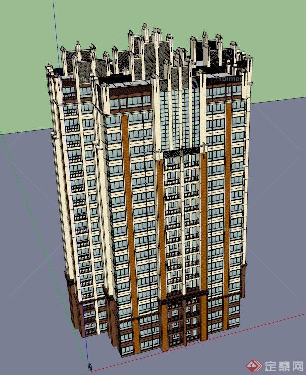 高层新古典住宅建筑设计SU模型