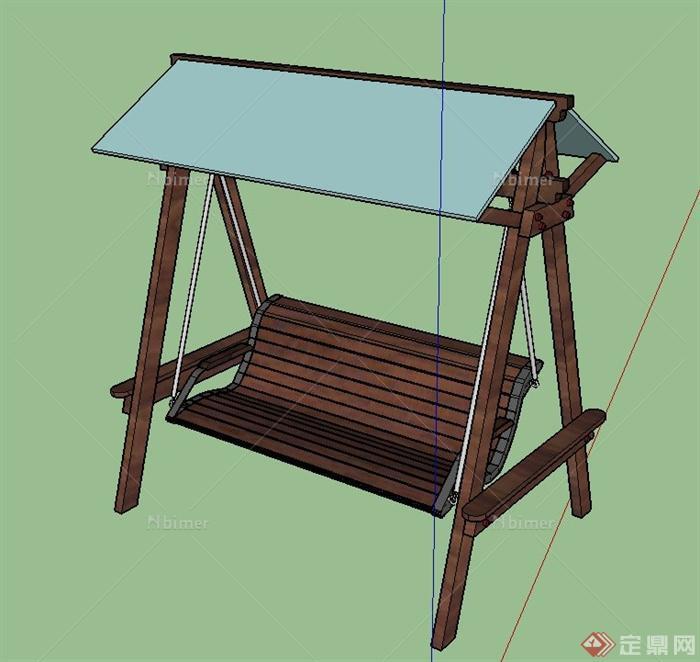 园林木制吊椅设计SU模型