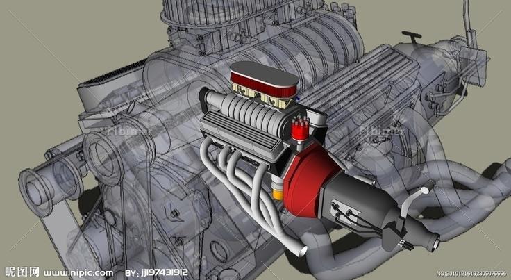 带透视和内部结构的发动机图片