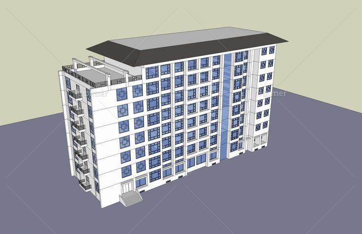 新中式高层办公楼(44438)su模型下载