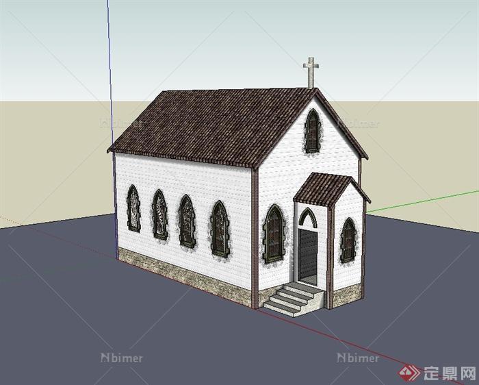 某欧式风格精致详细教堂建筑设计su模型[原创]