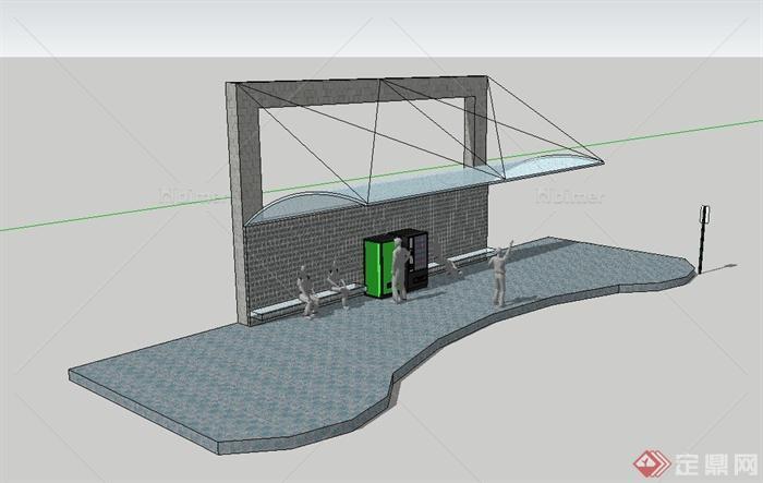 现代风格独特详细车站廊设计su模型[原创]