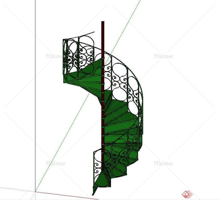 某欧式风格旋转楼梯设计su模型[原创]