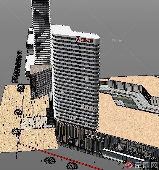 某万达商业广场商业建筑设计SU模型