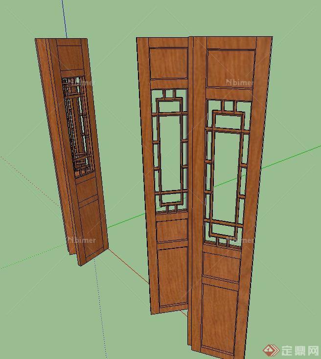 古典中式木质折叠门设计SU模型