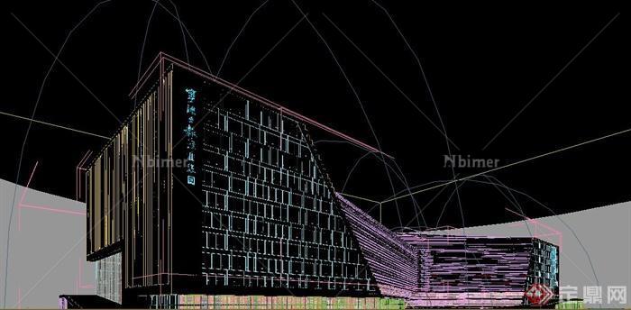 现代某多层日报社建筑设计3DMAX模型与PSD效果图