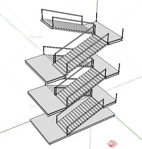 现代楼梯设计su模型