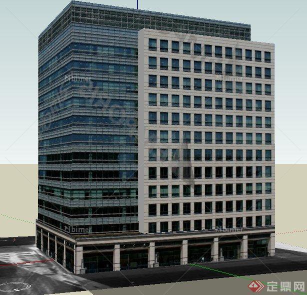 现代风格银行办公大楼建筑设计su模型