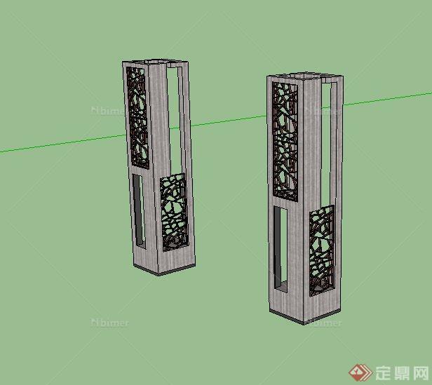 园林景观节点景观柱设计su模型