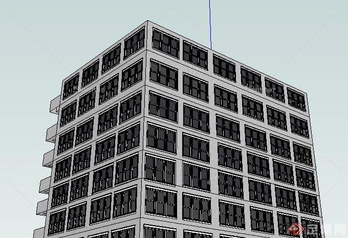 某现代9层办公楼建筑设计su模型[原创]
