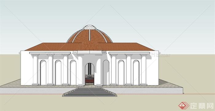 欧式博物馆建筑设计SU模型