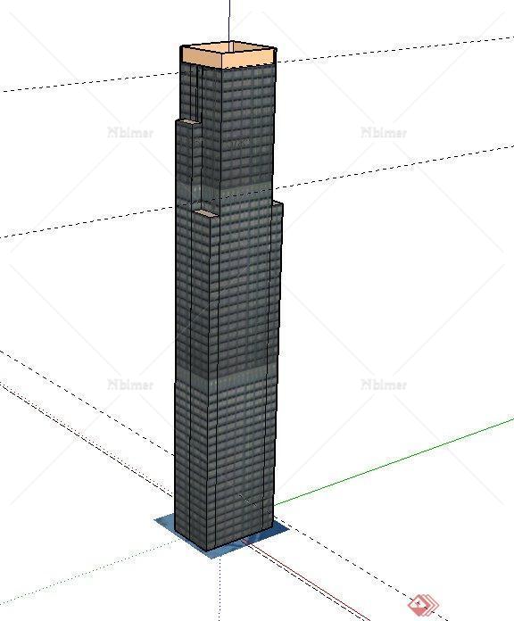 现代风格某高层独栋办公建筑设计SU模型