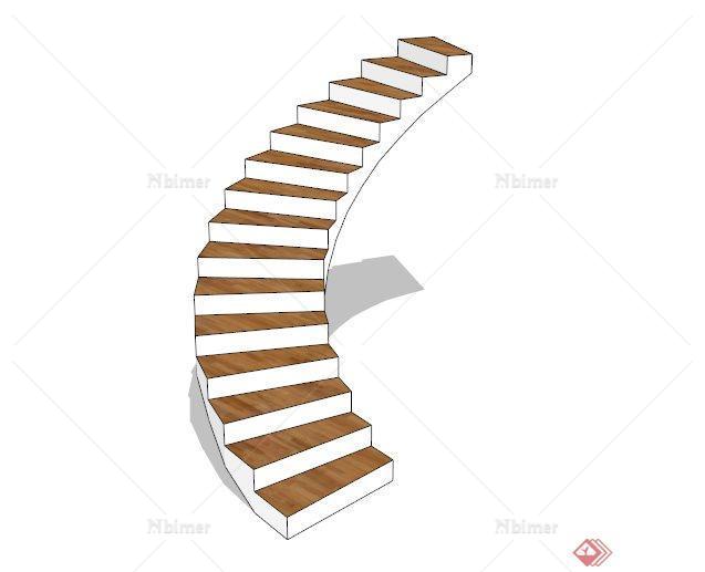 现代旋转木楼梯设计SU模型素材[原创]