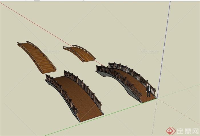 某新中式景观木桥设计SU模型[原创]