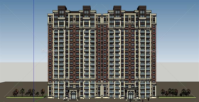 新古典高层公寓建筑设计方案su 模型[原创]
