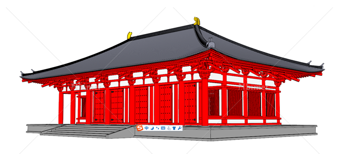 一个古典中式风格寺庙建筑SU模型[原创]