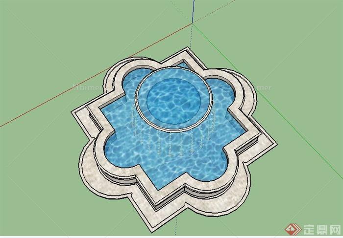园林景观节点喷泉设计SU模型