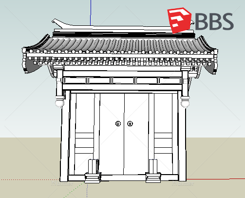 还是学生 新建了个垂花门提供SketchUp模型下载带