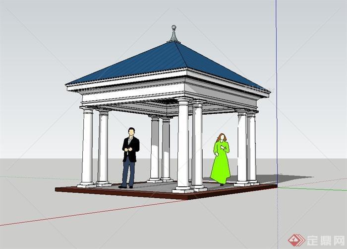 某美式风格凉亭设计su模型