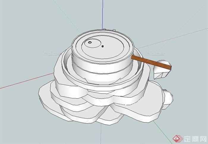 园林景观节点石磨设计SU模型