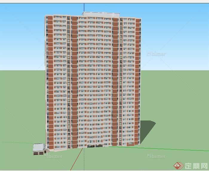 某室外高层居住建筑楼房设计SU模型