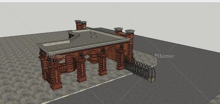 景观-设计院大门(78873)su模型下载