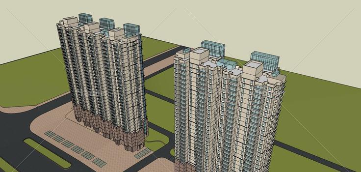 现代高层住宅(70259)su模型下载
