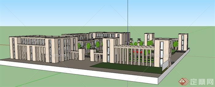 某现代风格多栋办公建筑设计SU模型