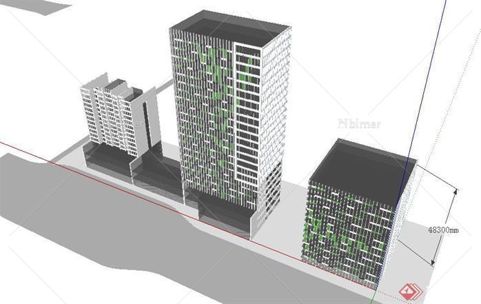 CBD办公中心建筑方案SU精致设计模型
