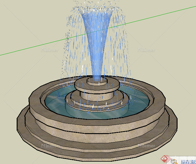 某欧式园林景观喷水池喷泉设计SU模型
