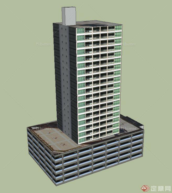 某城市花园公寓酒店建筑设计SU模型