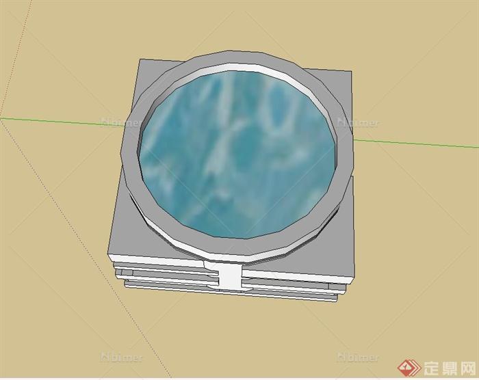 正方体水钵设计su模型