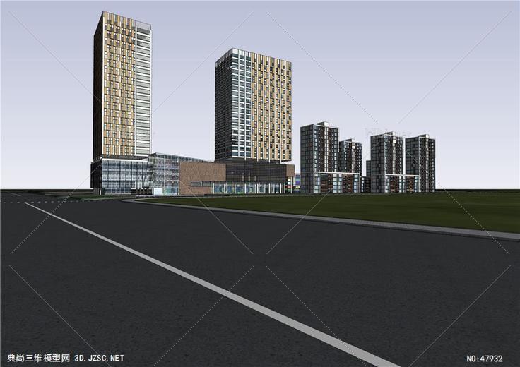 巴州香梨置业和合家园规划设计街景su模型 3d