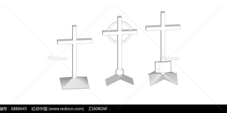三款十字架雕塑小品