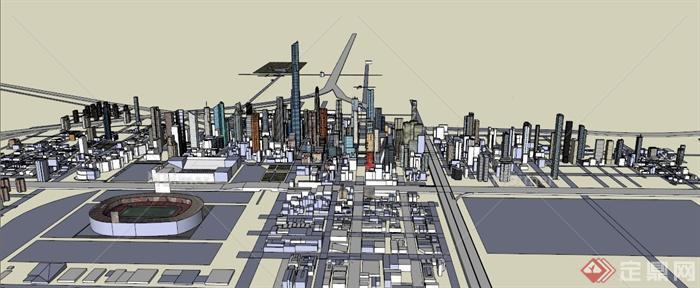 现代某城市住宅和办公建筑设计SU模型