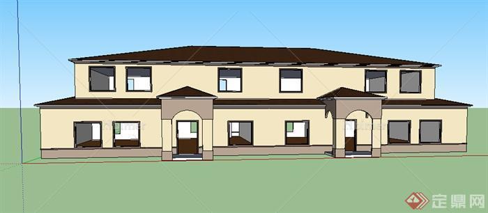 某室外2层居住建筑楼设计SU模型