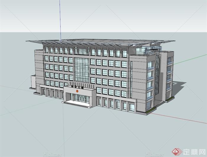 现代风格政府办公大楼设计su模型[原创]