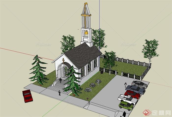某小教堂建筑设计SU模型