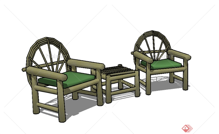 某园林景观室外坐凳SU模型素材2