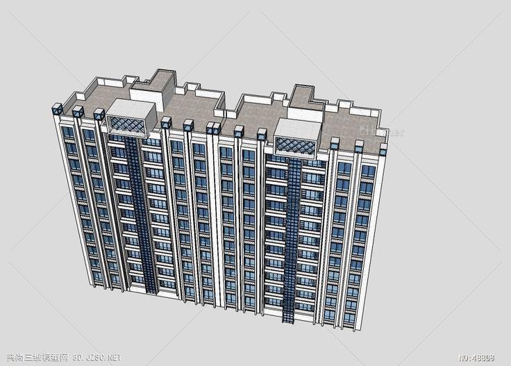 005员工成套高层住宅高层住宅 su模型 3d