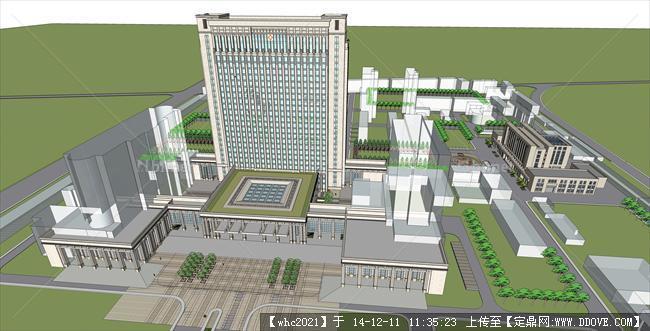 新疆某国营医院设计方案和su精致模型
