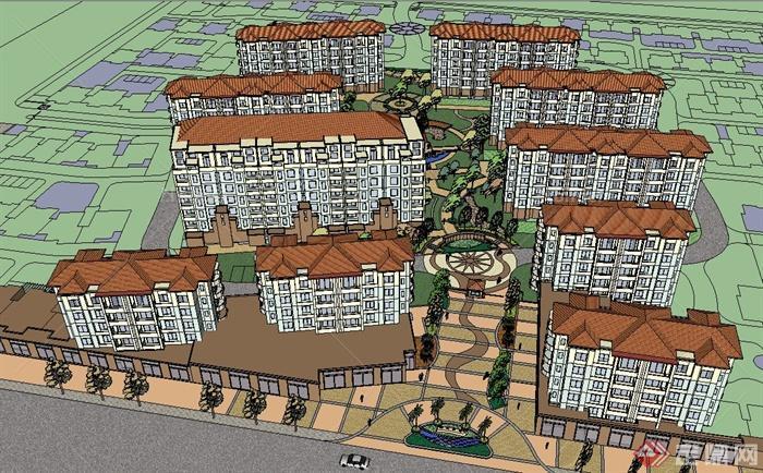 某小高层住宅小区建筑规划设计SU模型