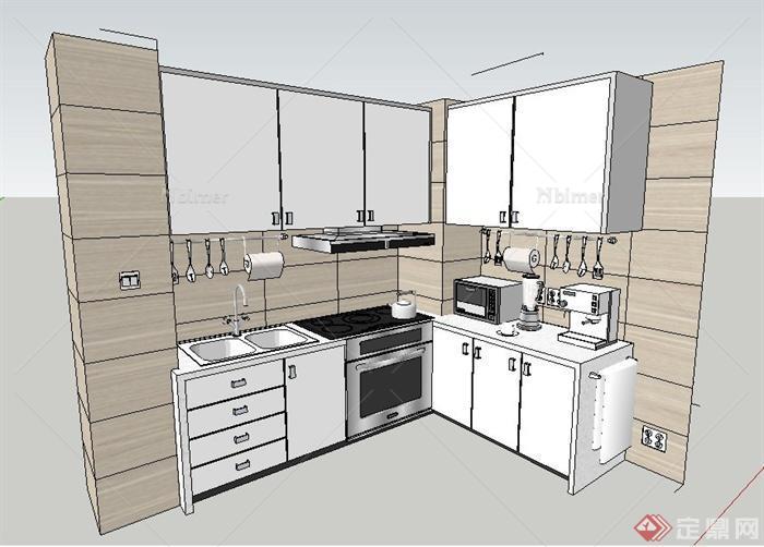 现代风格厨房橱柜组合su模型