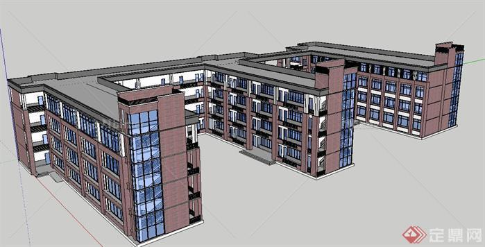 某现代风格学校建筑设计SU方案模型