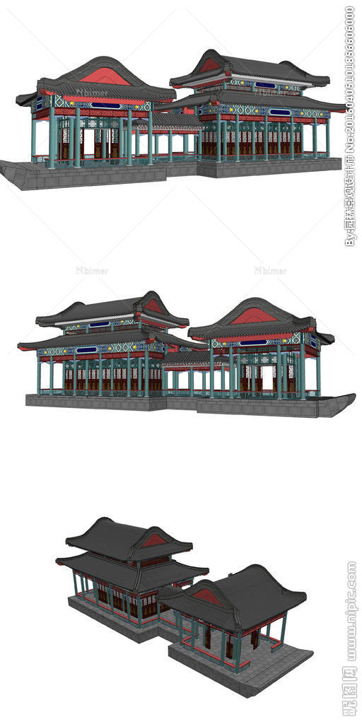 画舫景观建筑草图大师SU模型图片