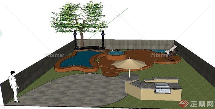 某地现代休闲花园景观设计SU模型
