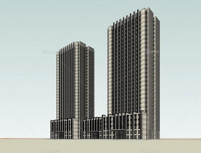 新古典办公楼酒店-SketchUp模型分享提供下载