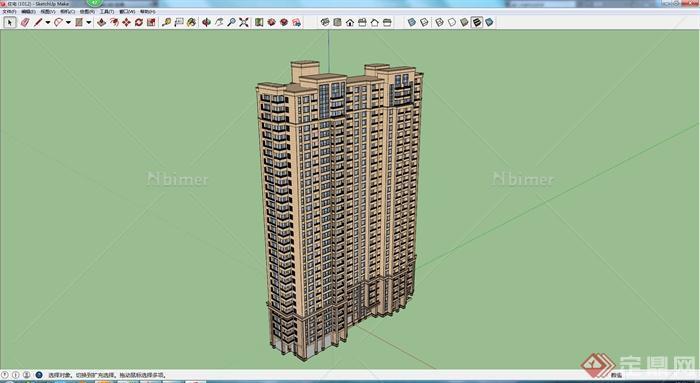 高层居住住宅楼建筑设计SU模型