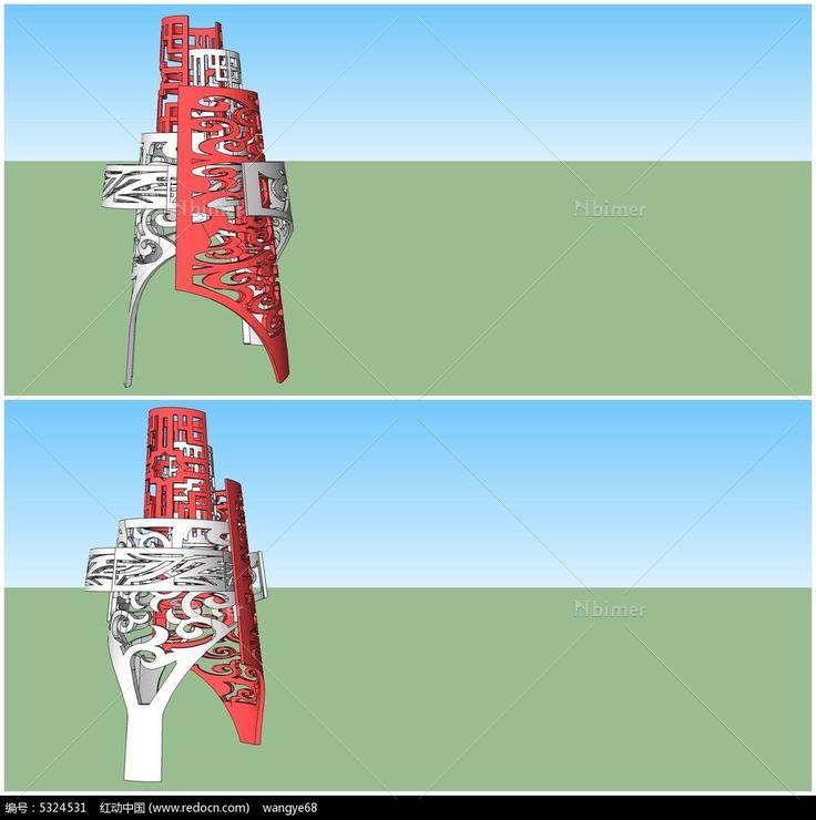 个性时尚雕花镂空景观SU模型