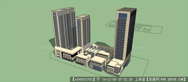 商业综合体及酒店建筑设计su模型